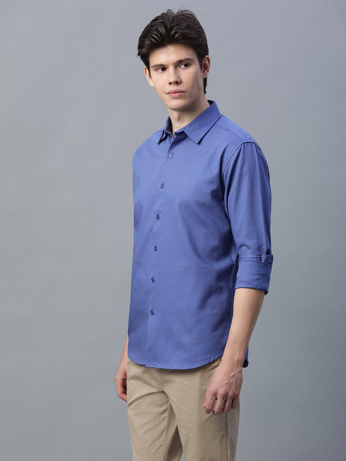 Men's 100% Cotton Slim Fit Shirt Blue