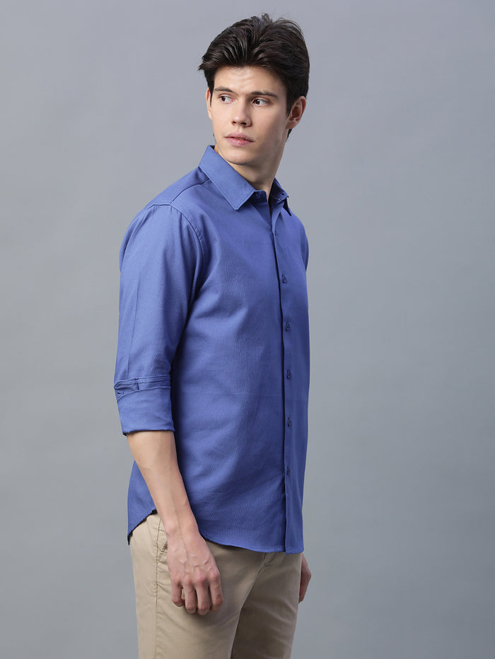 Men's 100% Cotton Slim Fit Shirt Blue