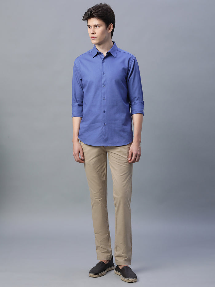 Men's 100% Cotton Slim Fit Shirt Blue
