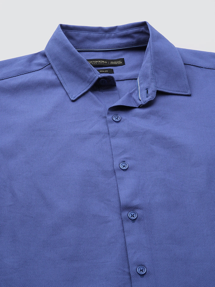 Men's 100% Cotton Slim Fit Shirt Blue