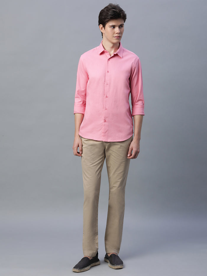 Men's 100% Cotton Slim Fit Shirt Pink