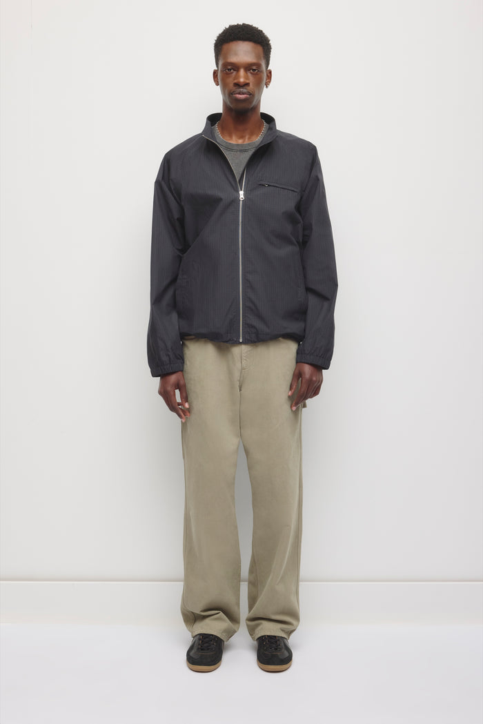 Men's Check Zip Up Jacket in Pitch Navy/Taupe Check