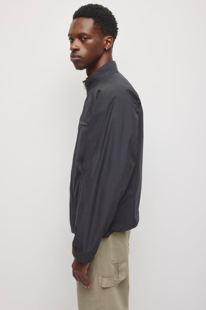 Men's Check Zip Up Jacket in Pitch Navy/Taupe Check