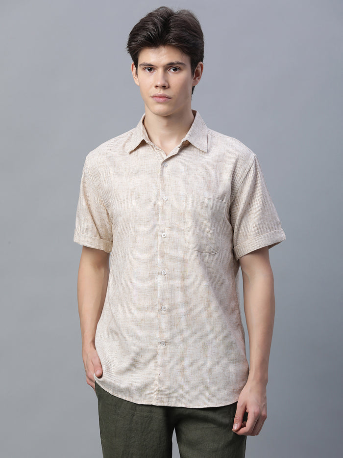 Men's Cotton Excel Regular Fit Shirt Khaki