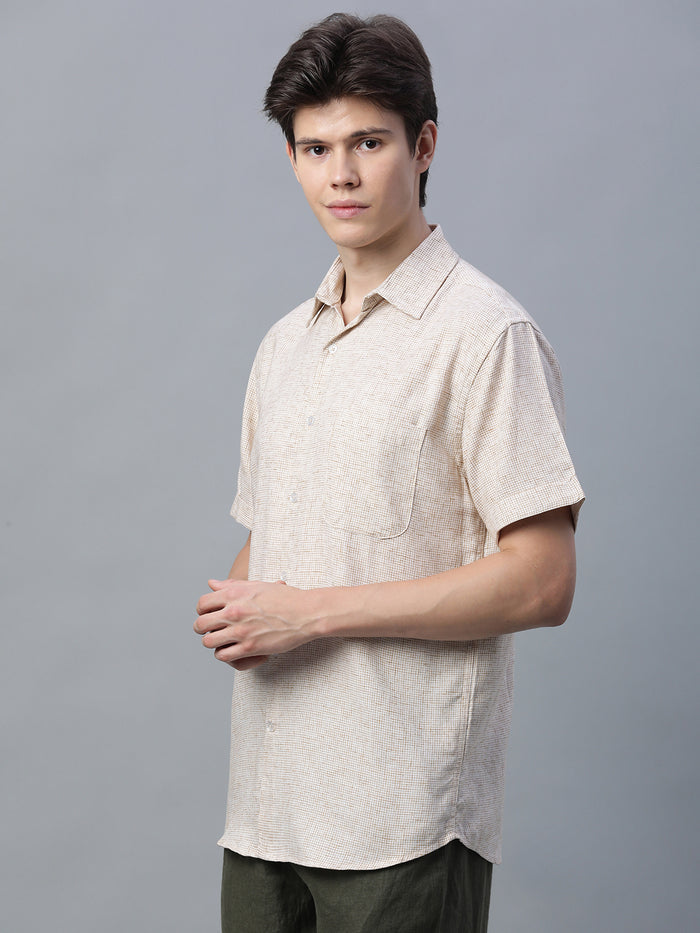 Men's Cotton Excel Regular Fit Shirt Khaki