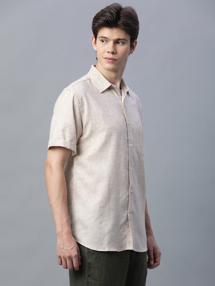 Men's Cotton Excel Regular Fit Shirt Khaki