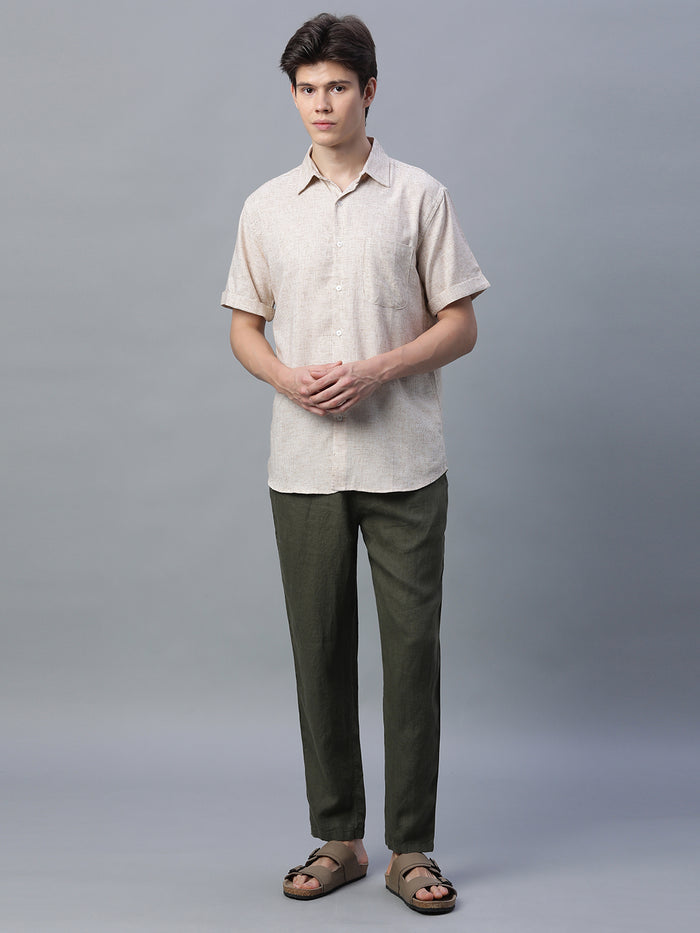 Men's Cotton Excel Regular Fit Shirt Khaki