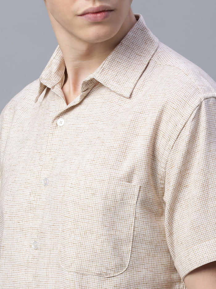 Men's Cotton Excel Regular Fit Shirt Khaki