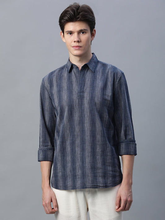 Men's Cotton Linen Regular Fit Shirt Black