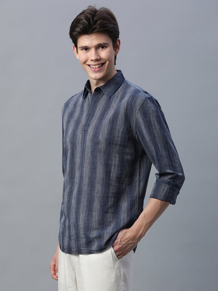 Men's Cotton Linen Regular Fit Shirt Black