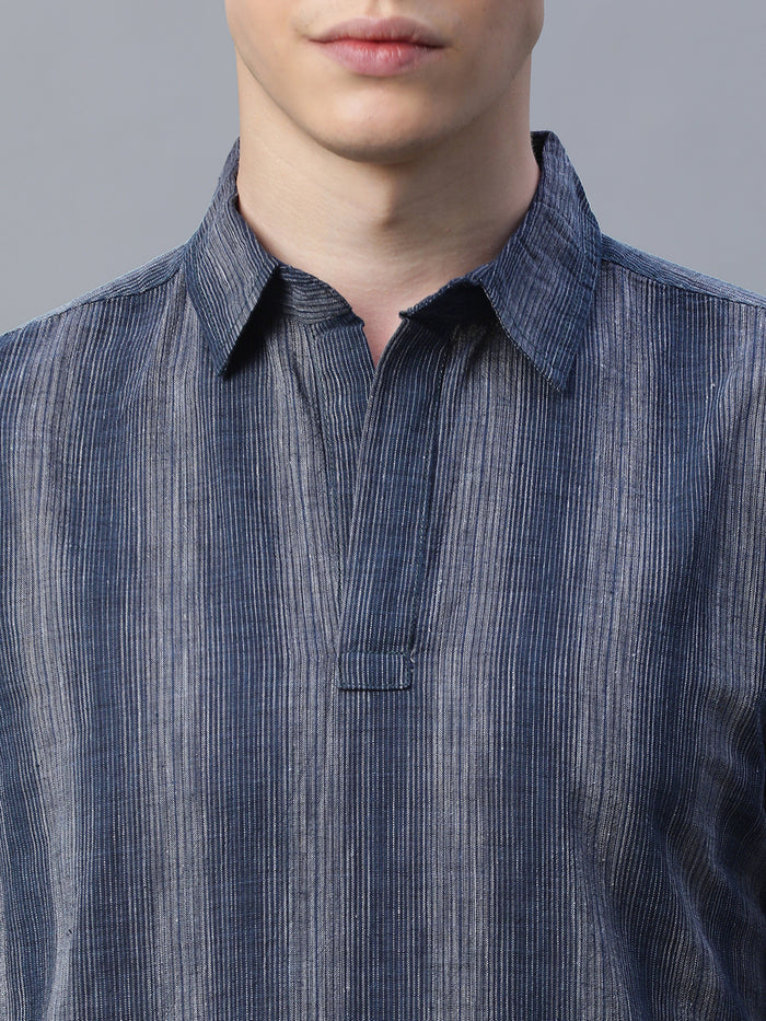 Men's Cotton Linen Regular Fit Shirt Black