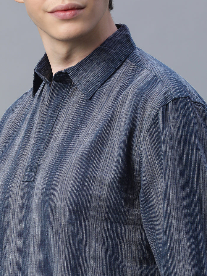 Men's Cotton Linen Regular Fit Shirt Black