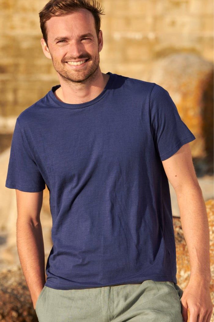 Men's Crew Neck T-Shirt | Navy - Aspiga