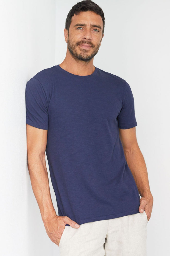 Men's Crew Neck T-Shirt | Navy - Aspiga