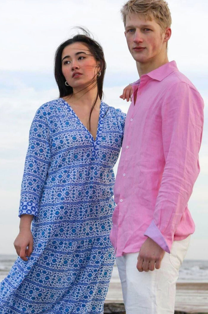 Men's Premium Linen Shirt | Pink - Aspiga
