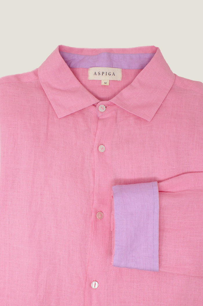 Men's Premium Linen Shirt | Pink - Aspiga