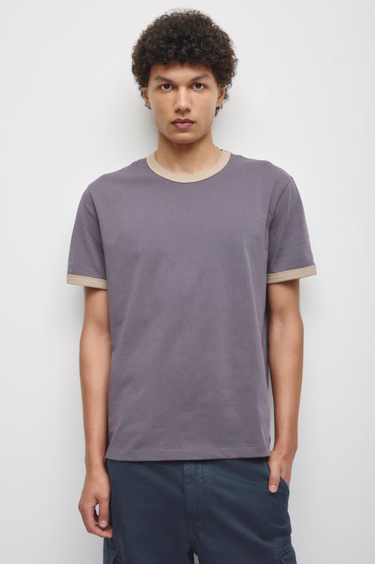 Men's Retro Ringer Tee in Dark Shark/Teak