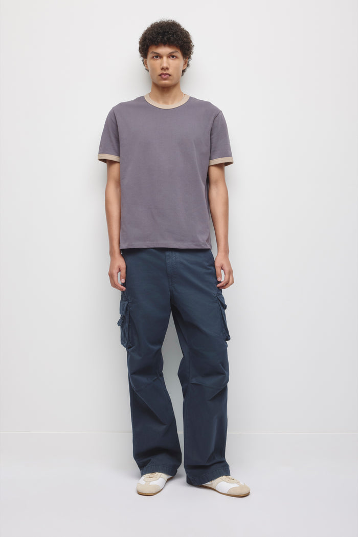 Men's Retro Ringer Tee in Dark Shark/Teak