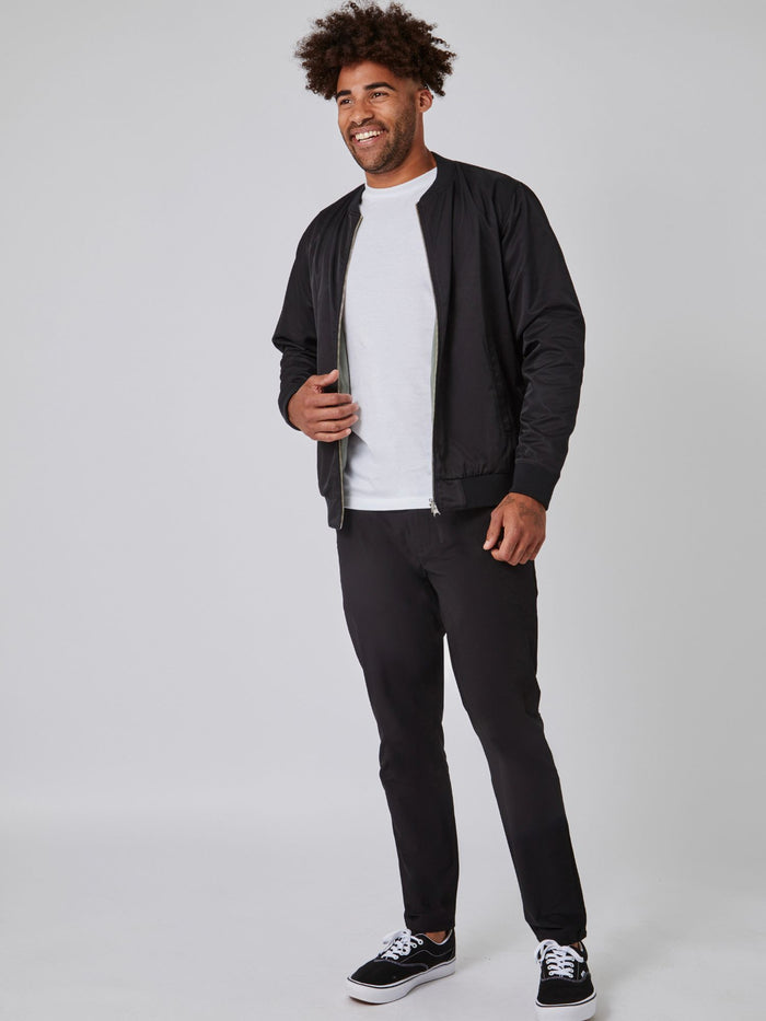 keep it simple with a lightweight layer # Black and Mercury Green Reversible Bomber Jackets