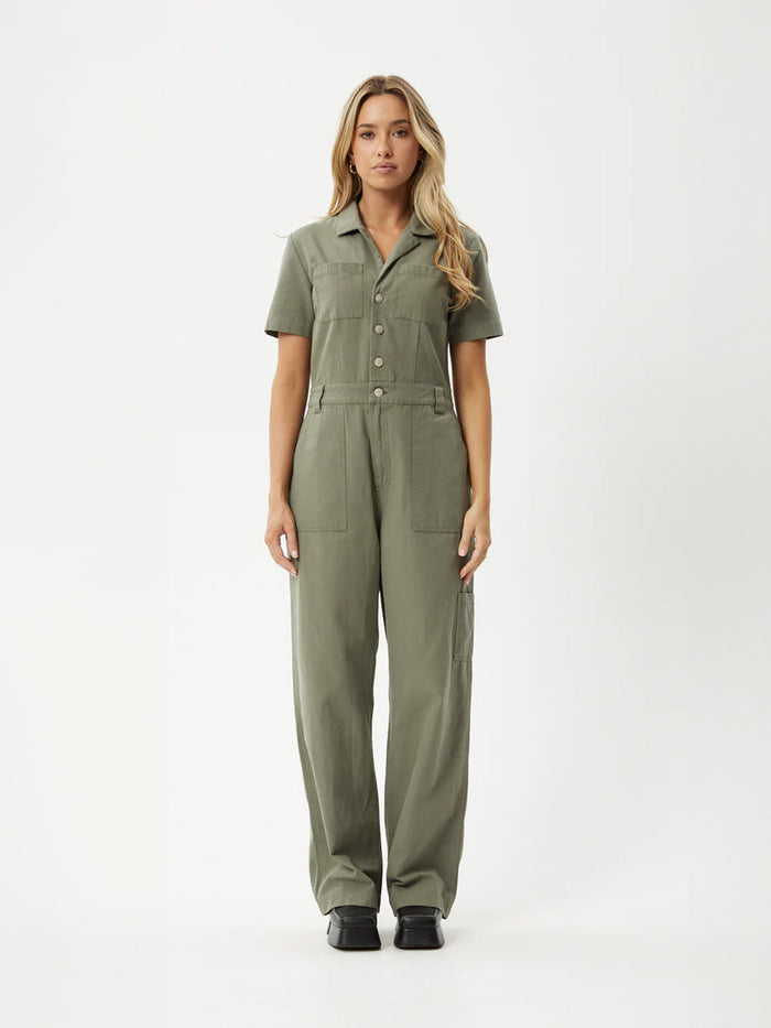Mika - Organic Recycled Canvas Jumpsuit | Olive-Image 1
