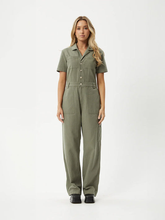 Mika - Organic Recycled Canvas Jumpsuit | Olive-Image 1