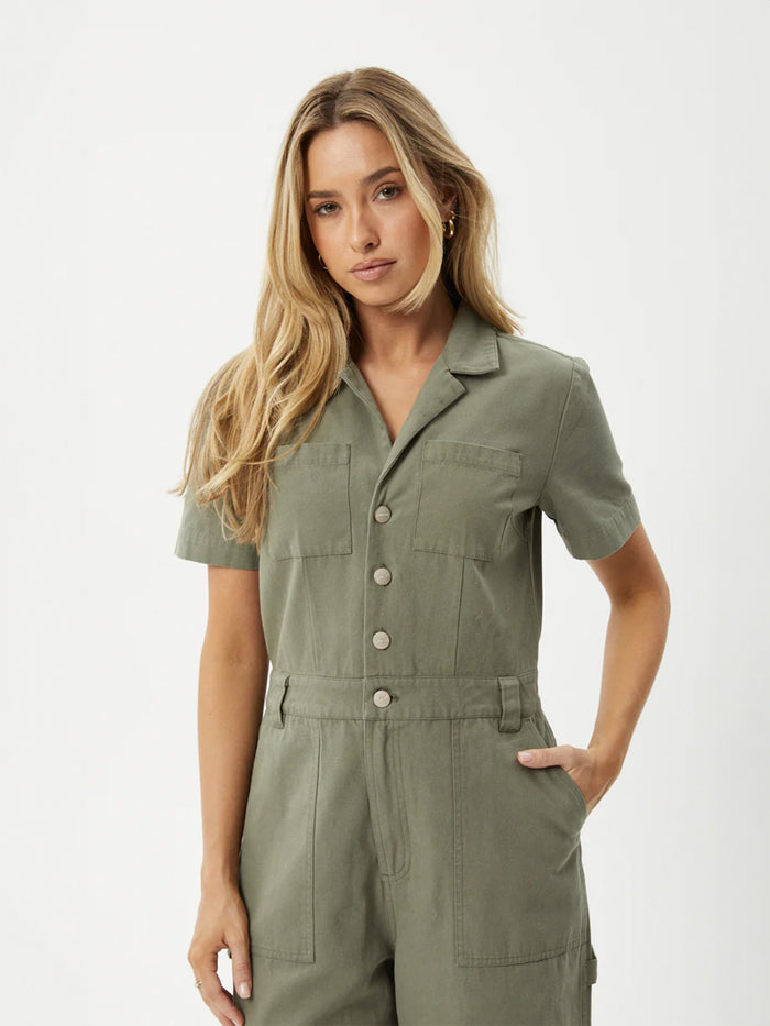 Mika - Organic Recycled Canvas Jumpsuit | Olive-Image 5