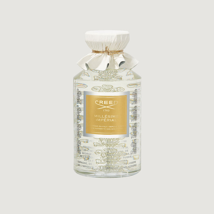 Creed Millésime Impérial 240ml Flacon with White Leather Cap - Front View | Creed Fragrances