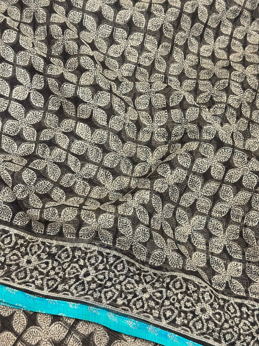 Mishrita Black Floral Kota Saree