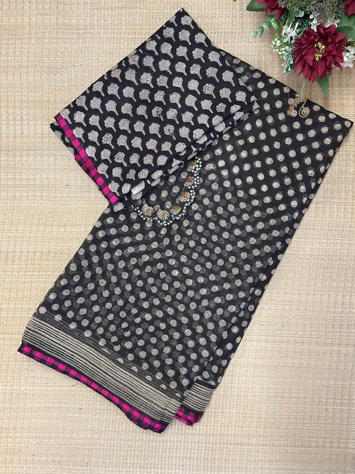 Mishrita Black Polka Kota Saree