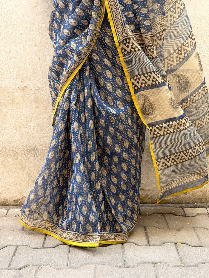Mishrita Blue Foliate Kota Saree
