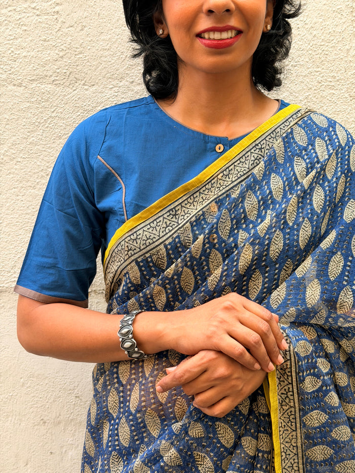 Mishrita Blue Foliate Kota Saree