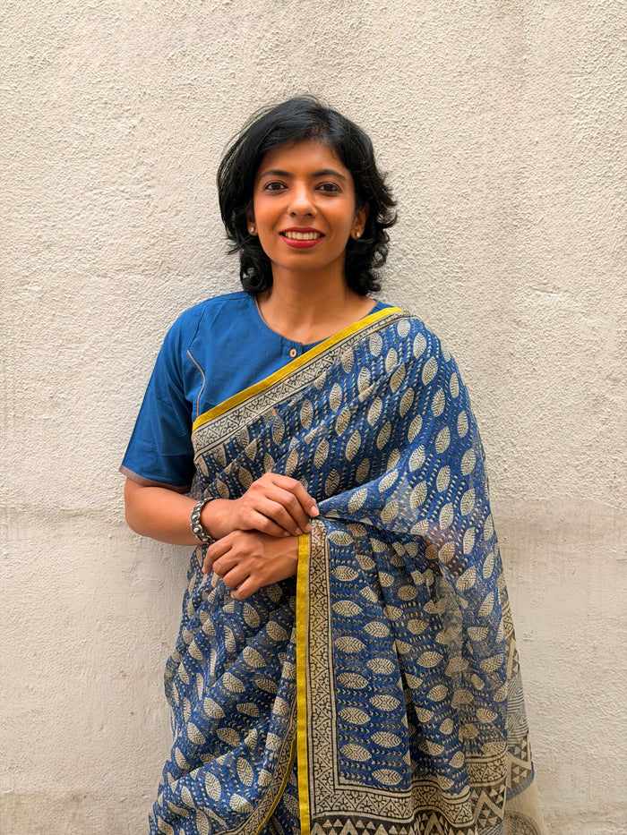 Mishrita Blue Foliate Kota Saree