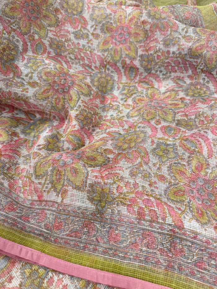 Mishrita Lime Kota Saree