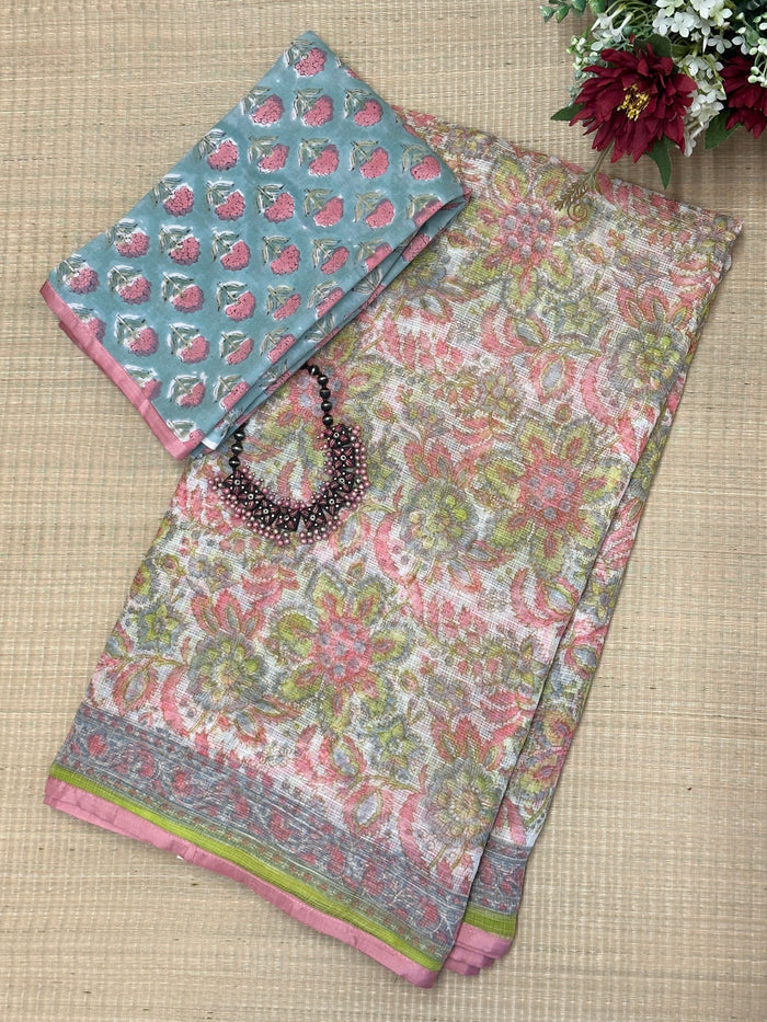 Mishrita Lime Kota Saree