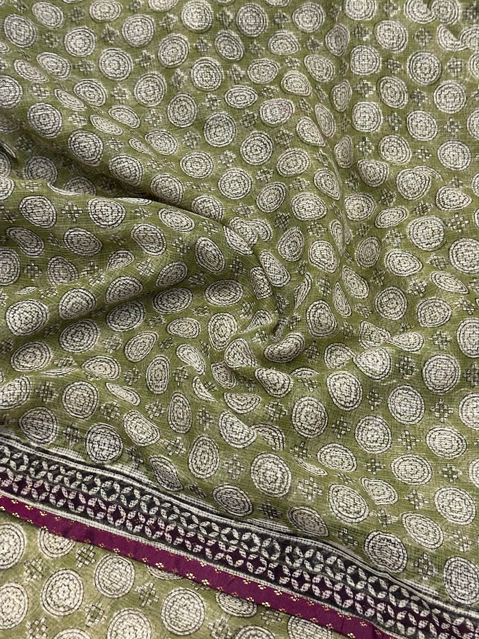 Mishrita Olive Polka Kota Saree