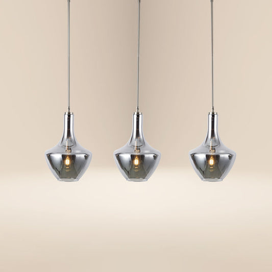Modena 3-Light Island Light | Satin Nickel/Smokey