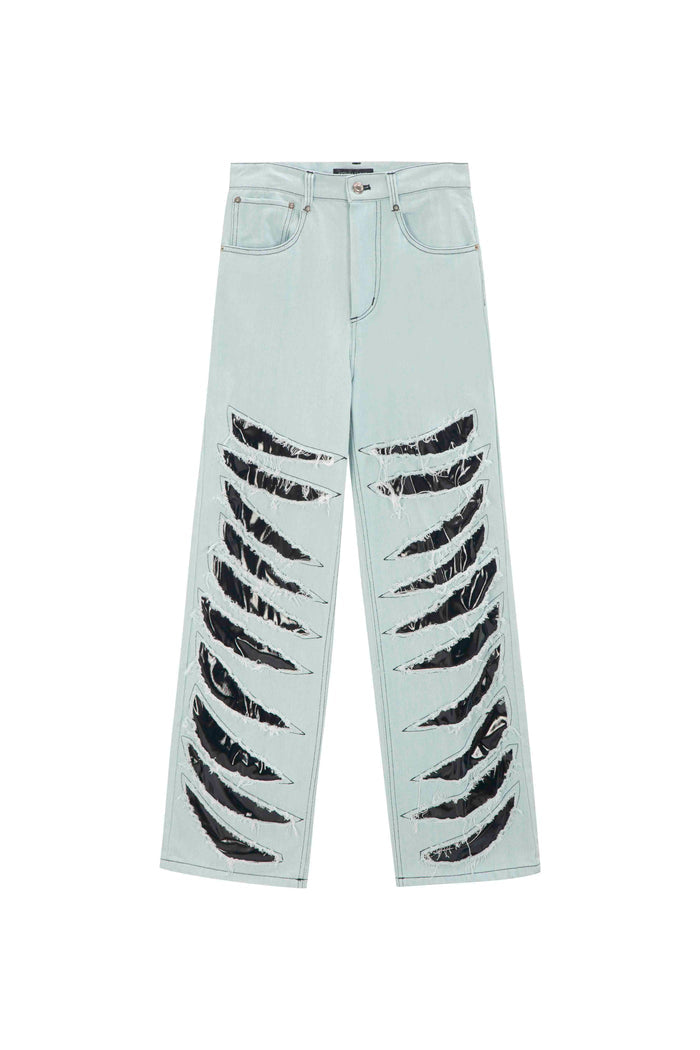 【MOMMANWA モンマンワ】TIGER DAMAGED DENIM PANTS