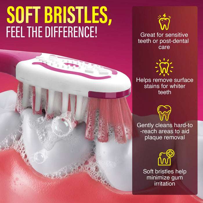 Multi-Action Toothbrush with Tongue Cleaner – 12 Pack