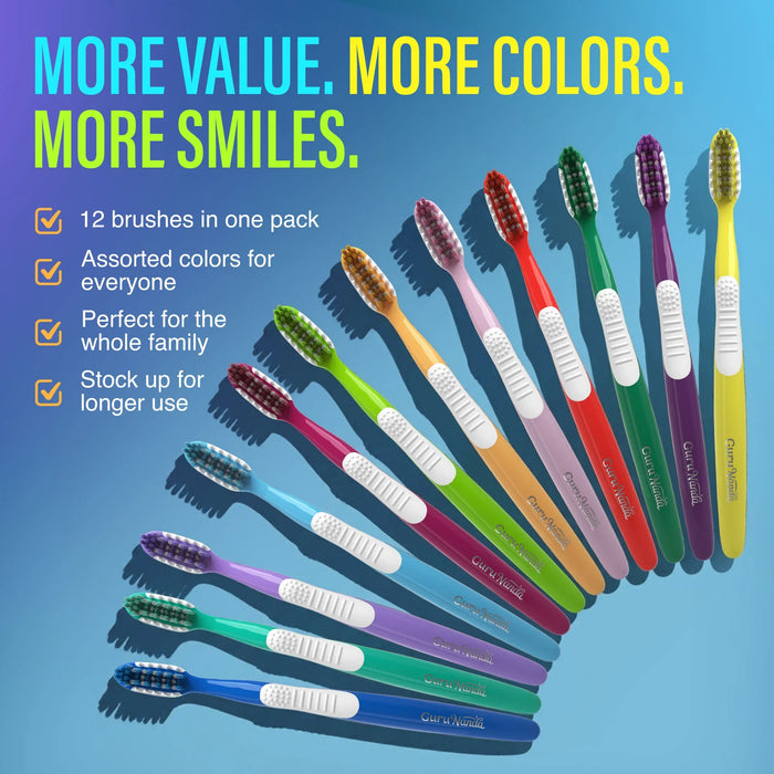 Multi-Action Toothbrush with Tongue Cleaner – 12 Pack