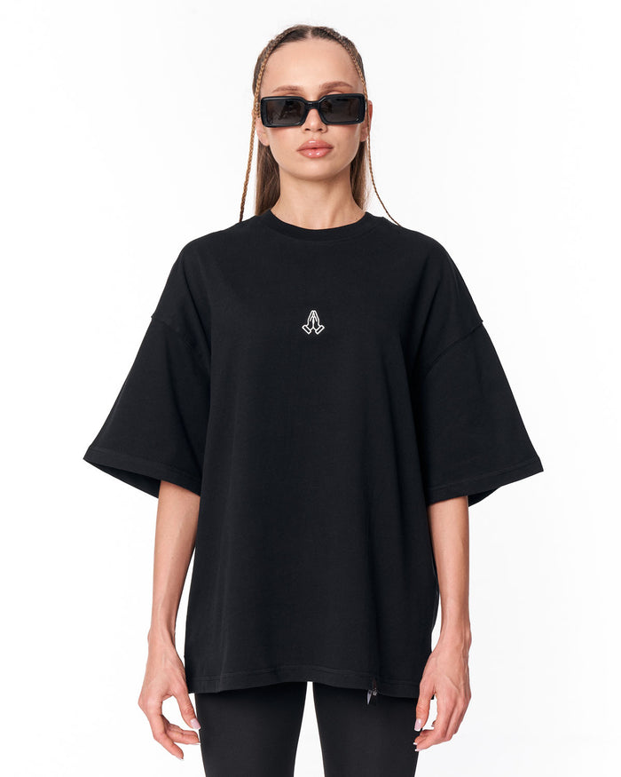 Namaste Streetwear Black Oversized T-Shirt with minimal chest graphic