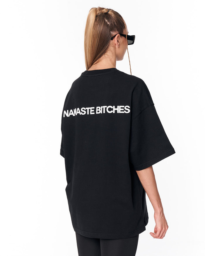 Namaste Streetwear Black Oversized T-Shirt with drop shoulder design