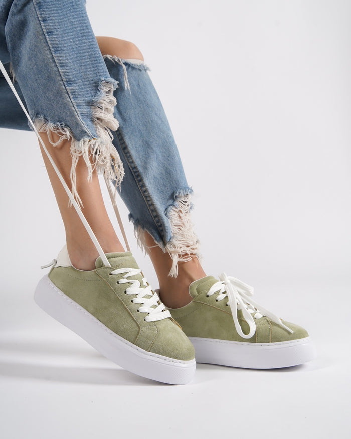Node High Street Women's Khaki Sneakers Suede Edition (5)