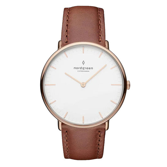 Nordgreen Chronograph Watches Nordgreen Native 32mm Rose Gold Case Brown Leather Strap Watch Nordgreen Native 32mm Rose Gold Case Brown Leather Strap Watch Brand