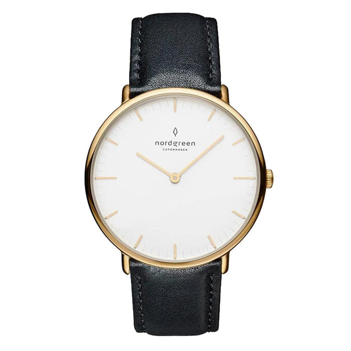 Nordgreen Chronograph Watches Nordgreen Native 40mm Yellow Gold Case Black Leather Watch Nordgreen Native 40mm Yellow Gold Case Black Leather Watch Brand