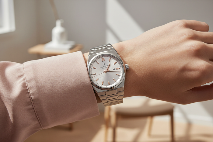 Nordgreen Succession Silver Rose Gold Wrist Lifestyle