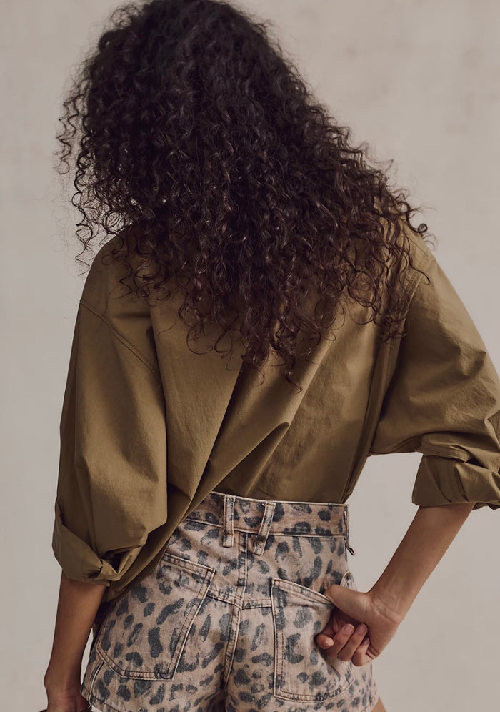 Now Or Never Printed Denim Shorts - Brown Sugar Combo