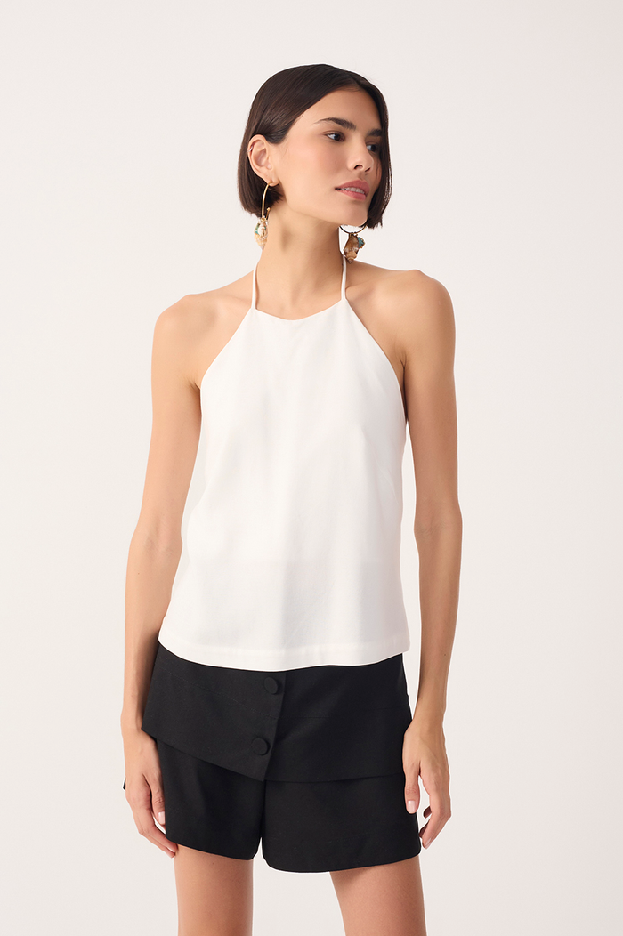 Off-White Halter Neck Linen Blouse_2