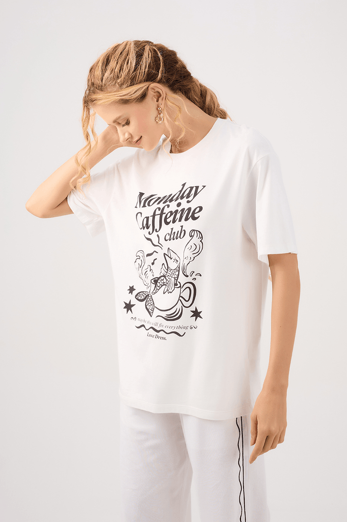 Off-White Silk "Caffeine Club" T-Shirt_2