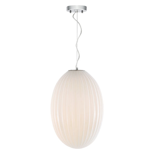 Opal 12" Glass Pendant Light | Chrome/Opal