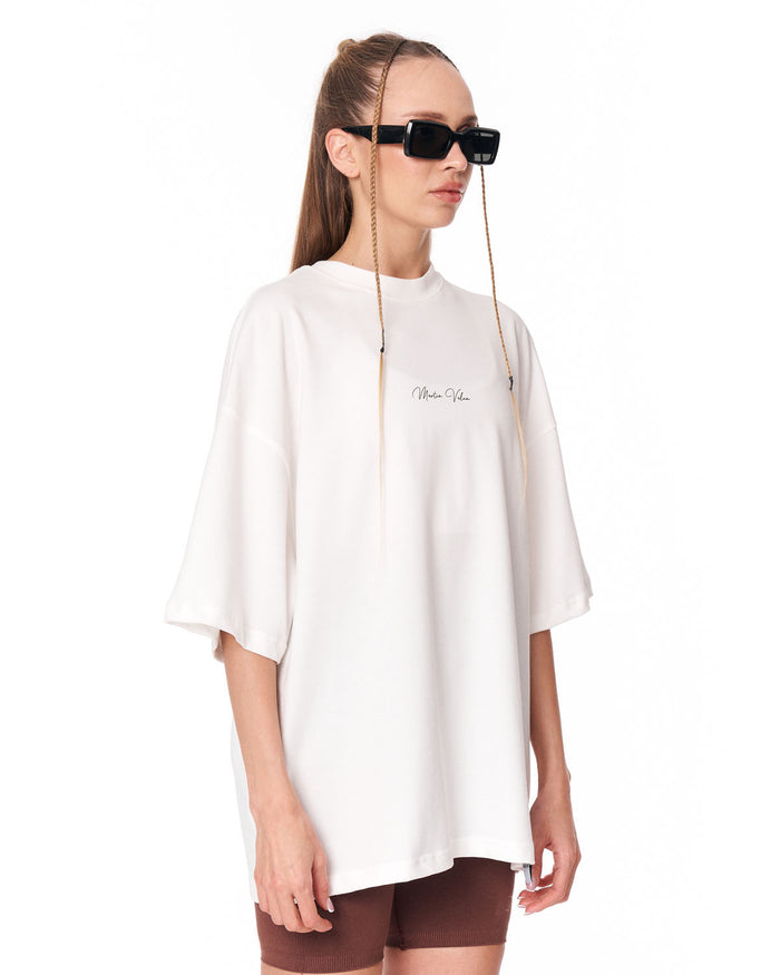 Oversized Monarch Loop White T-Shirt with oversized streetwear fit
